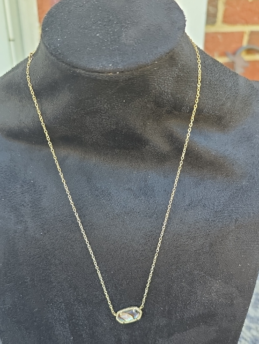 Kendra Scott Gold Tone Oval Iridescent Pendant Necklace